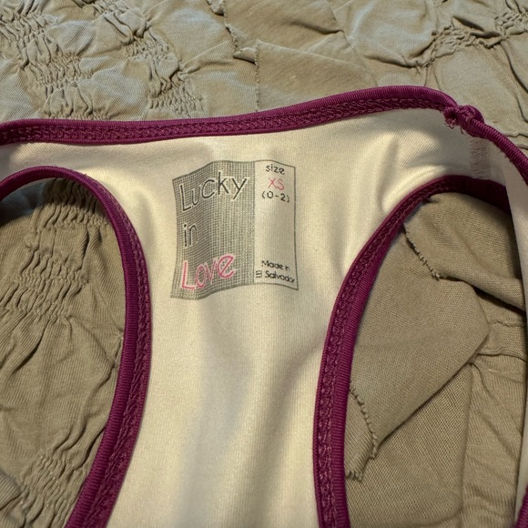 Lucky in Love athletic tank top with sheer overlay. Size XS. - Picture 6 of 7